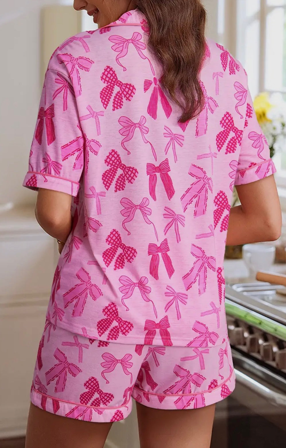 Zoe Pink Bow Short Sleeve PJ’s
