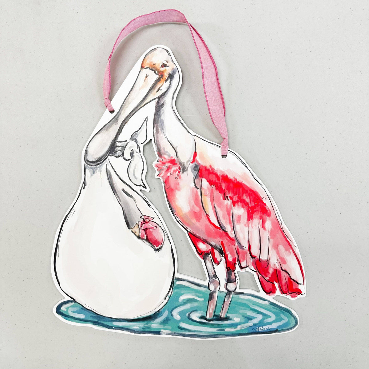 It's A Girl Spoonbill Door Hanger - Southern Baby Welcome
