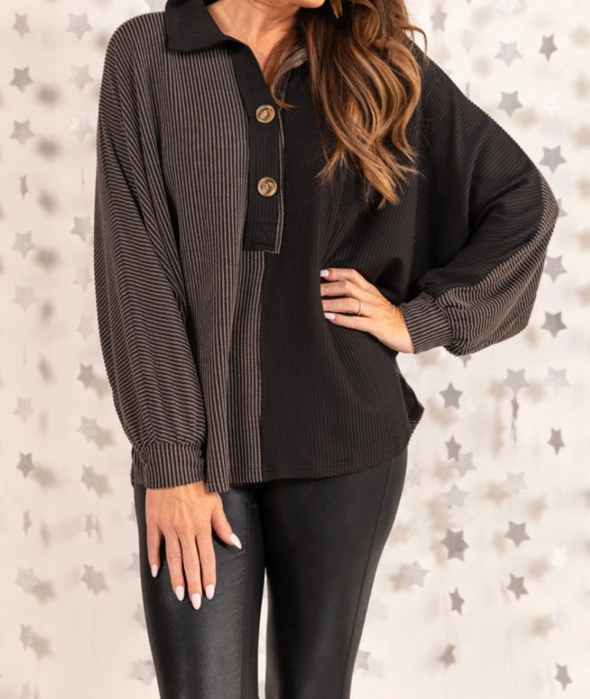 Tess Two Toned Textured Top