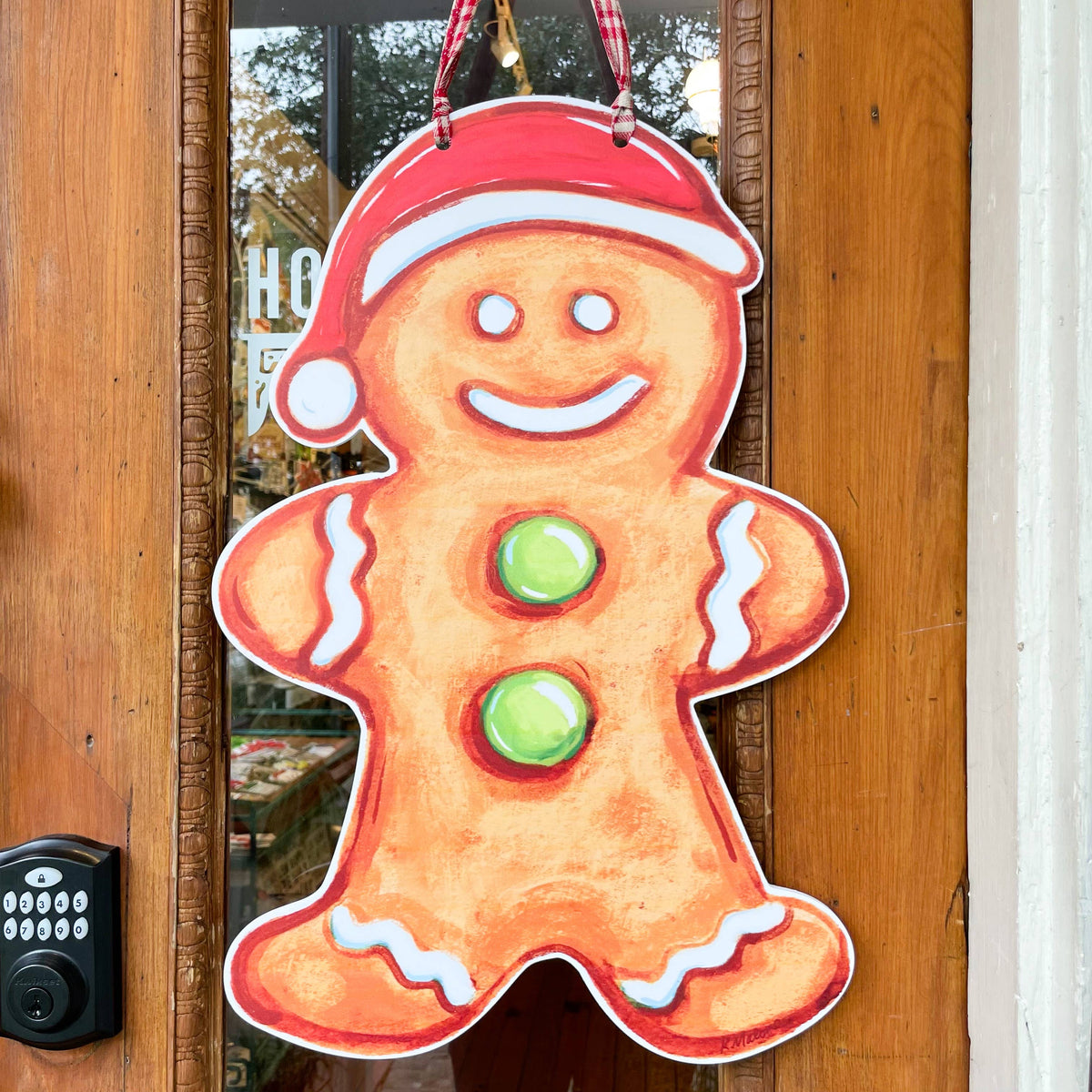 Gingerbread Man Door Hanger - Cute Christmas Outdoor Decor