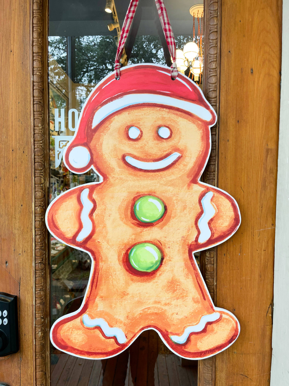 Gingerbread Man Door Hanger - Cute Christmas Outdoor Decor