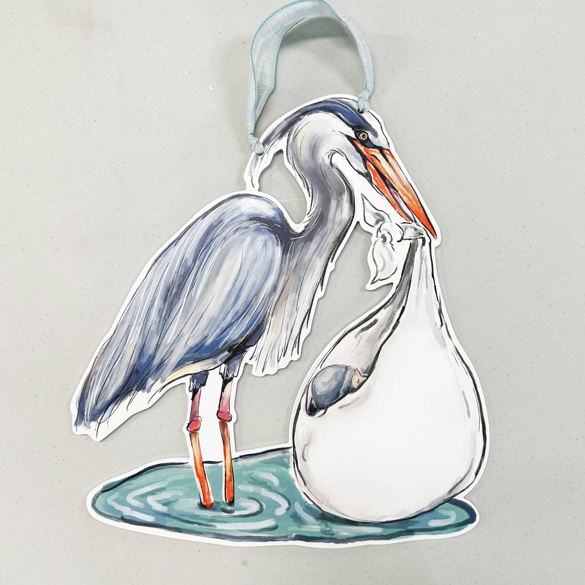 It's A Boy - Blue Heron Door Hanger - Southern Baby Welcome