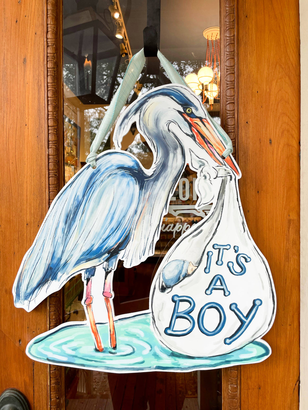 It's A Boy - Blue Heron Door Hanger - Southern Baby Welcome