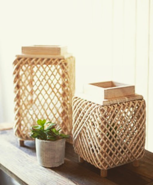Woven Rope Lantern -med