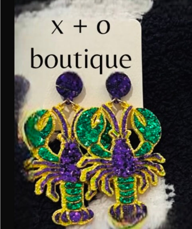 Mardi Gras Crawfish Earrings