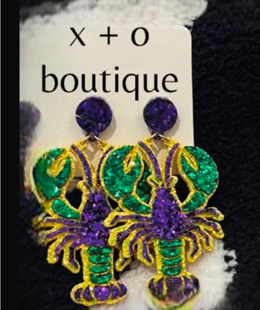 Mardi Gras Crawfish Earrings
