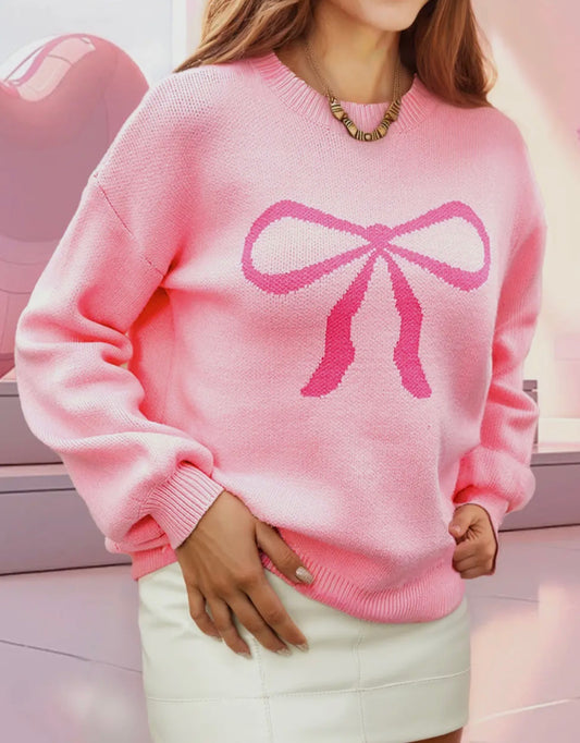 Rose Pink Bow Sweater
