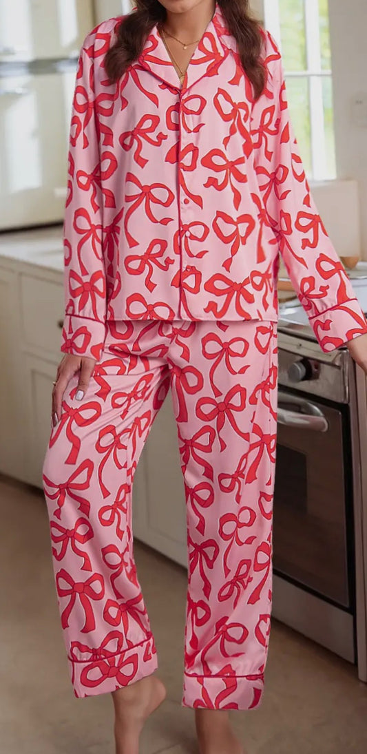 Zoe II Red Bow Long Sleeve PJ’s