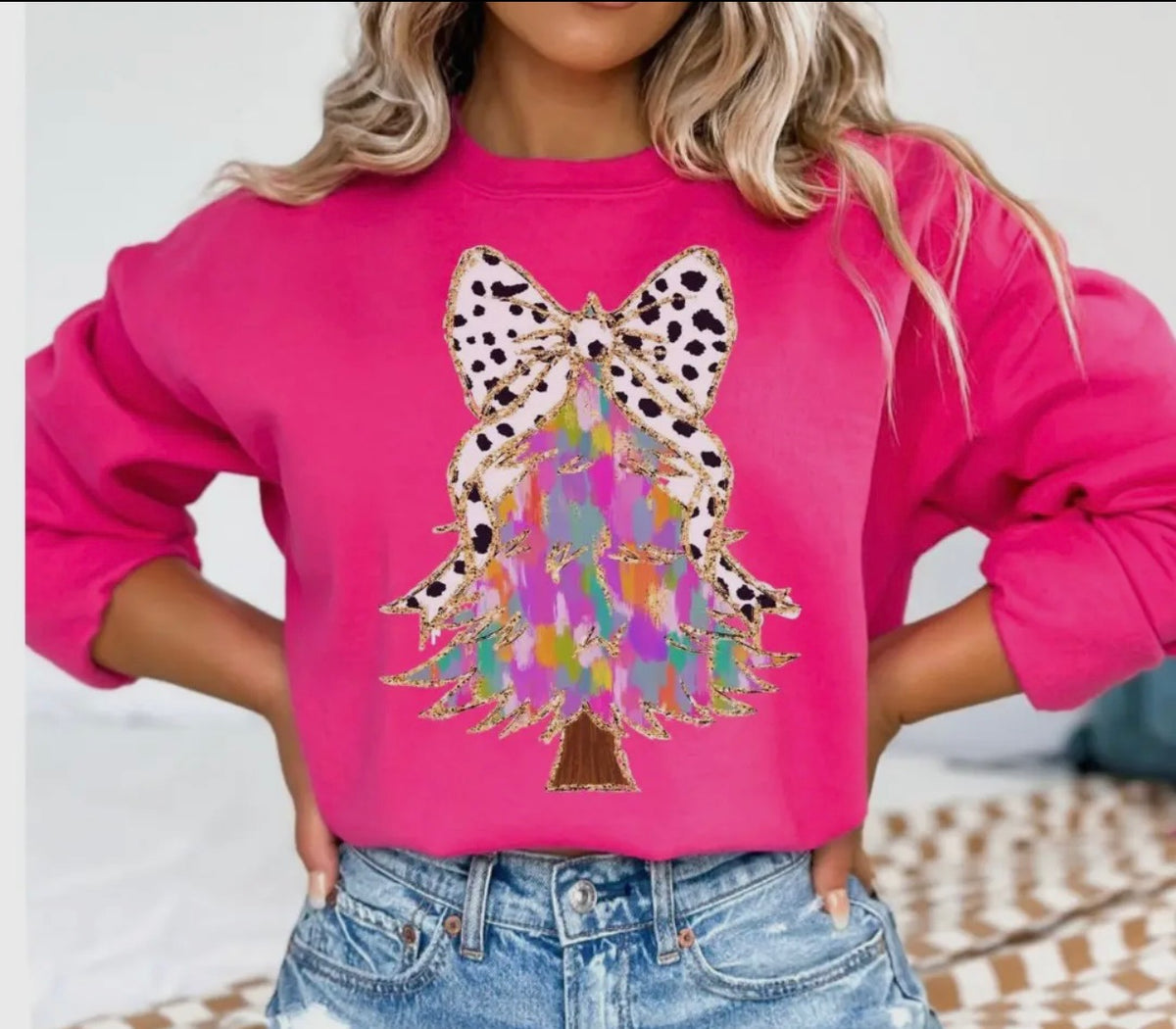 Christmas Tree Bow Sweatshirt