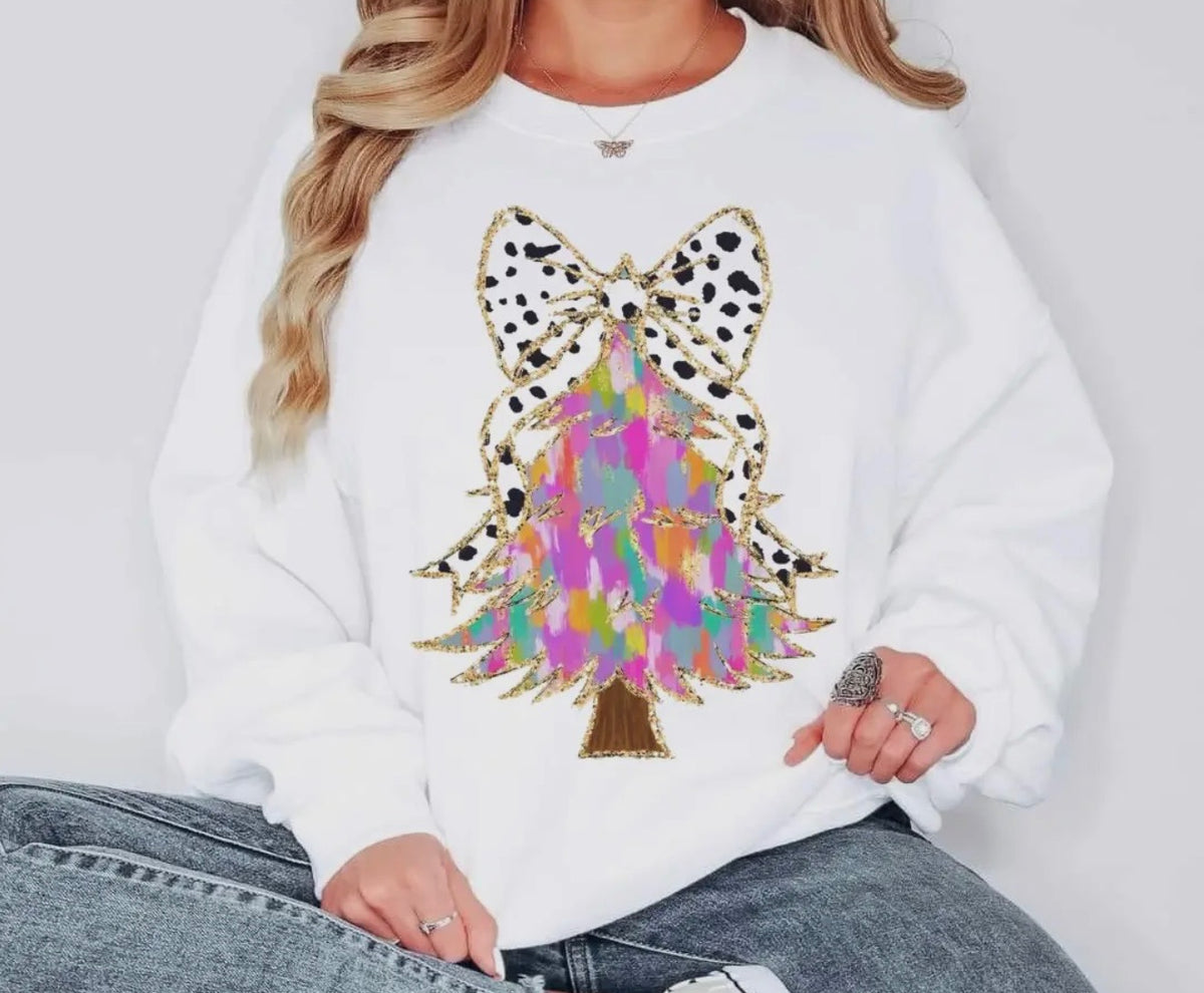 Christmas Tree Bow Sweatshirt