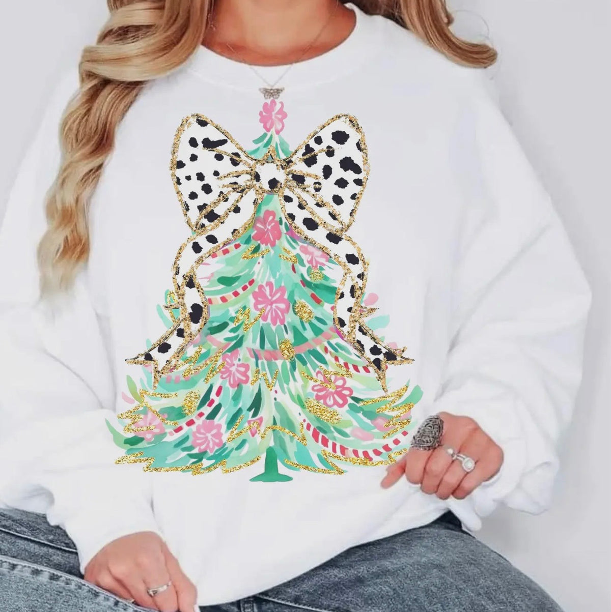 Christmas Tree Bow Sweatshirt