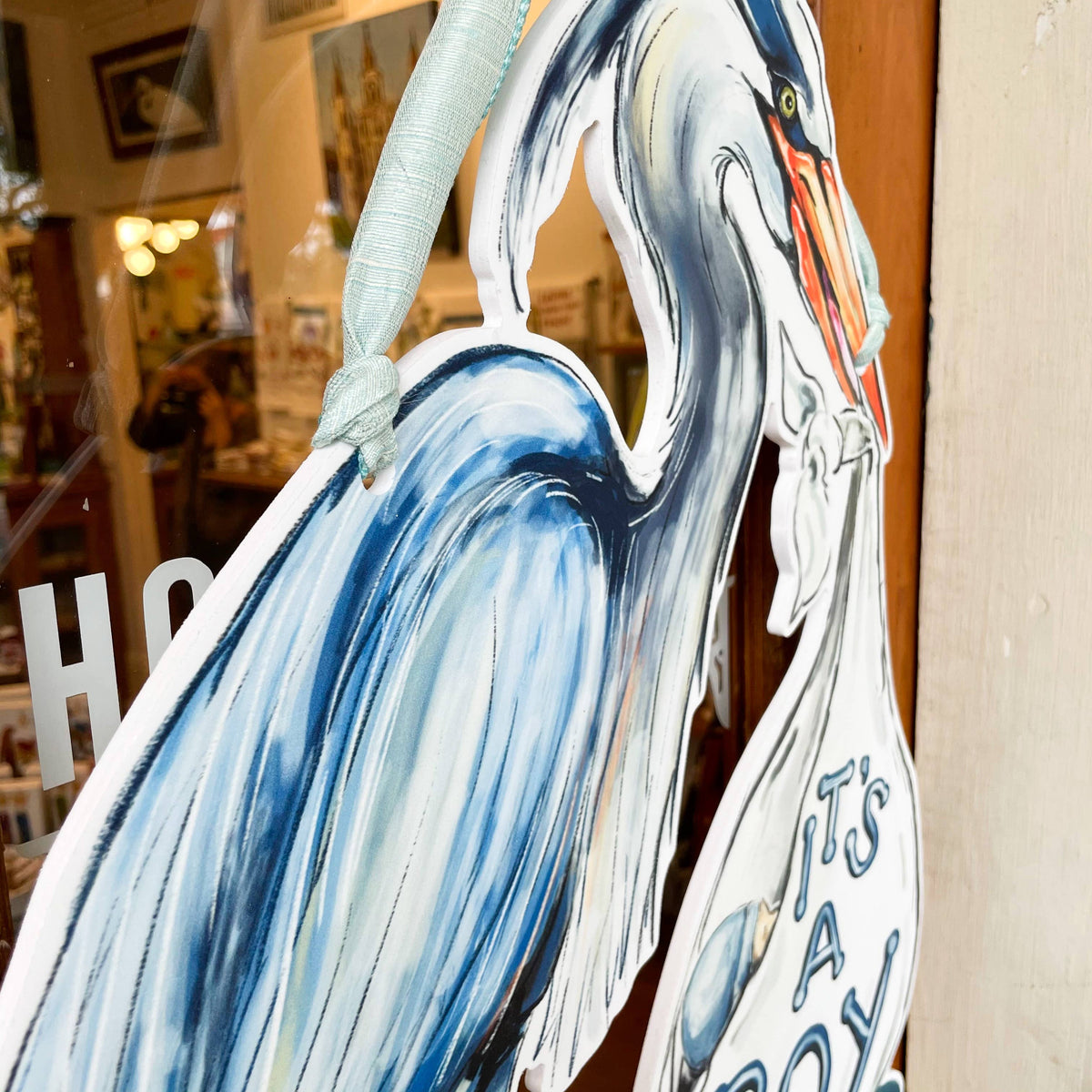 It's A Boy - Blue Heron Door Hanger - Southern Baby Welcome